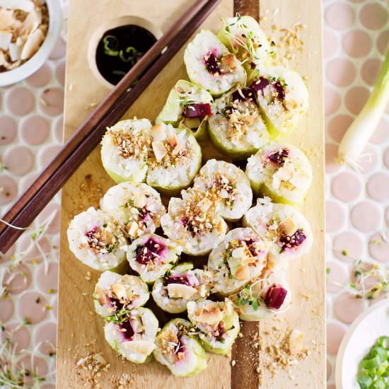 Veggie Sushi Rolls - Recipe photo by abeautifulmessblog