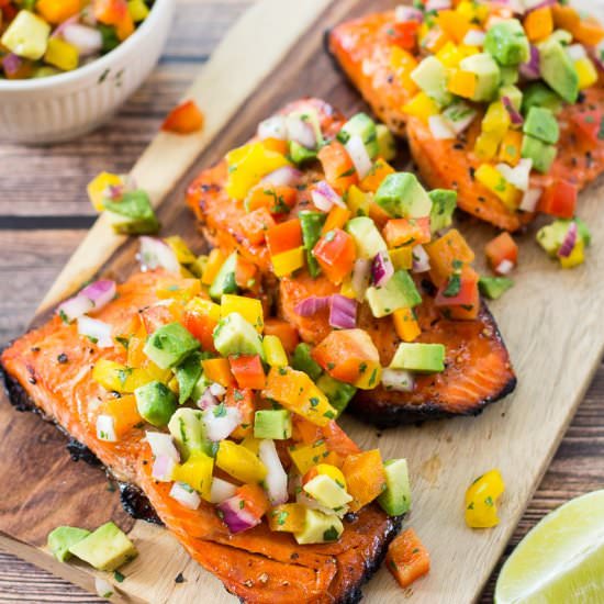 Easy BBQ Salmon with Avocado Salsa - Recipe photo by thegirlonbloor