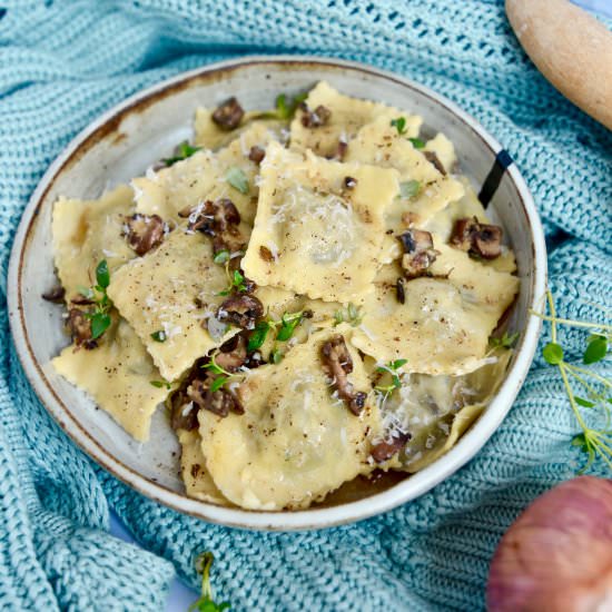 Portobello Mushroom Ravioli - Recipe photo by The Kitchen Flamingo