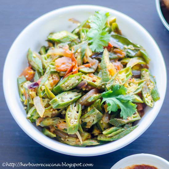 Dhaba style Bhindi Masala - Recipe photo by Herbivore Cucina