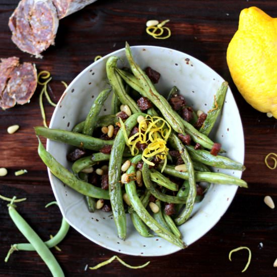 Green Beans with Chorizo - Recipe photo by thewoodenskillet