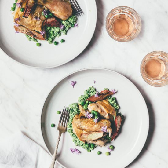 Roasted Chicken with Smashed Peas - Recipe photo by MillysKitchen