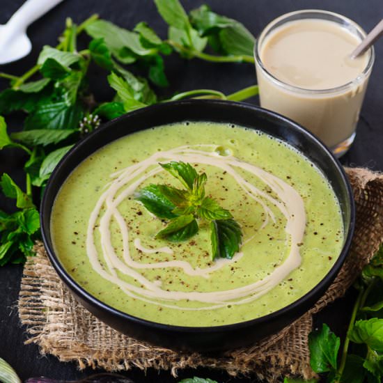 Zucchini Soup with Tahini and Mint - Recipe photo by Machandel