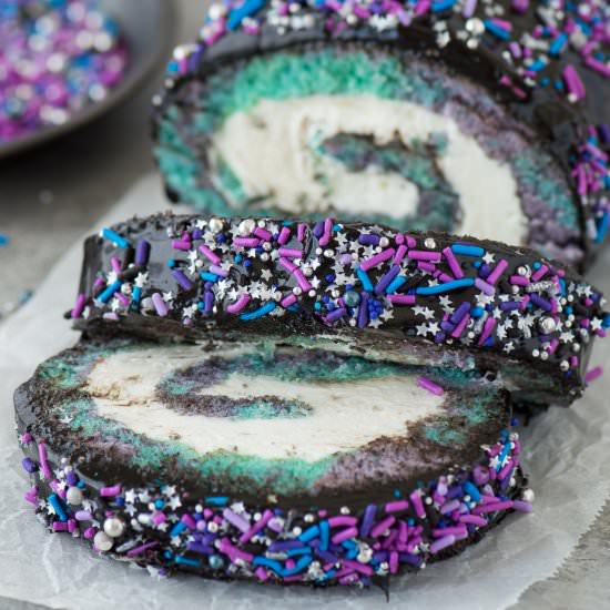 Galaxy Cake Roll - Recipe photo by thefirstyearblog