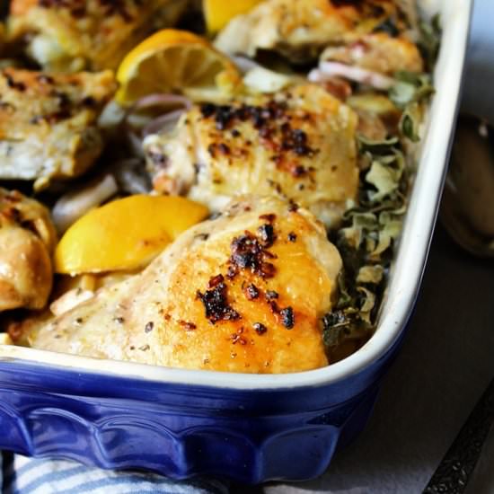 Greek Baked Chicken Thighs - Recipe photo by the hungry bluebird