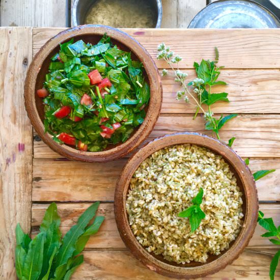 Rustic Sorrel Salad w/ Mint & Thyme - Recipe photo by Hisham Assaad