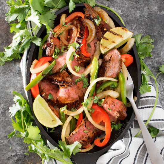 Carne Asada Steak Fajitas - Recipe photo by The Chunky Chef