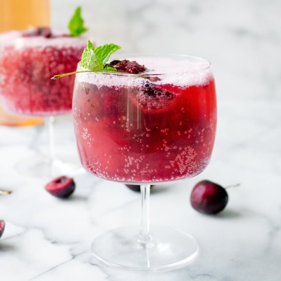 Cherry Sorbet Rosé Wine Spritzers - Recipe photo by yestoyolks