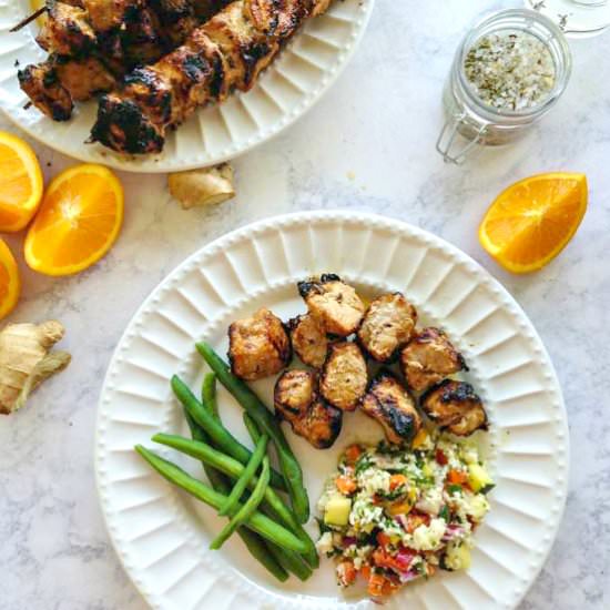 Orange Ginger Pork Kebabs - Recipe photo by MyLifeCookbook