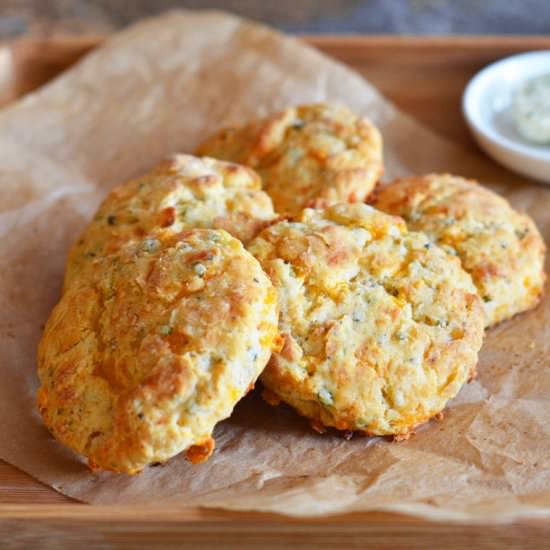 Spicy Garlic Scape Cheddar Biscuits - Recipe photo by Elegant Meraki
