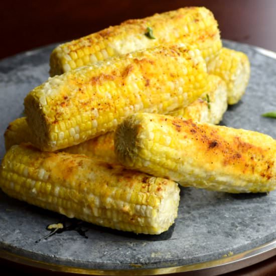 Roasted Street Fair Corn - Recipe photo by DeliciousbyDesign