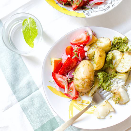 Basil Garlic Scape Pesto - Recipe photo by elsbro