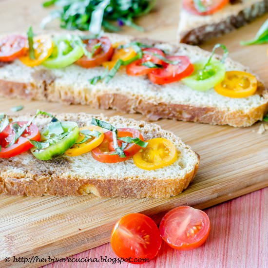Cherry Tomato Bruschetta - Recipe photo by Herbivore Cucina