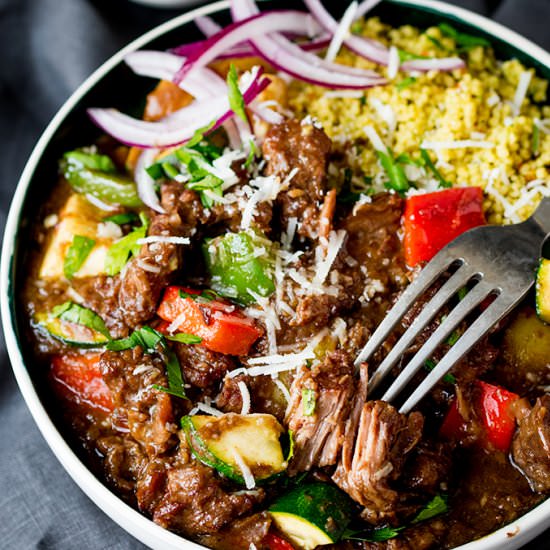 Slow Cooked Summer Beef Casserole - Recipe photo by KitchenSanctuary