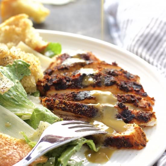 Blackened Chicken Caesar Salad - Recipe photo by fromachefskitchen