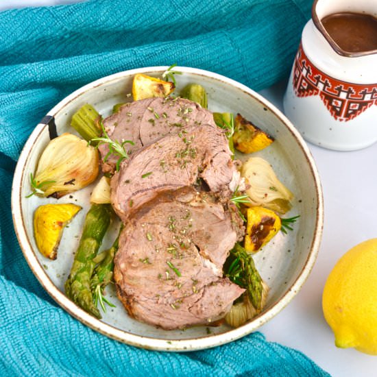 Slow Roasted Leg of Lamb - Recipe photo by The Kitchen Flamingo