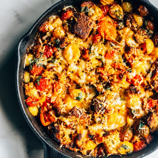 Scalloped Tomatoes with Cornbread - Recipe photo by thewholebite