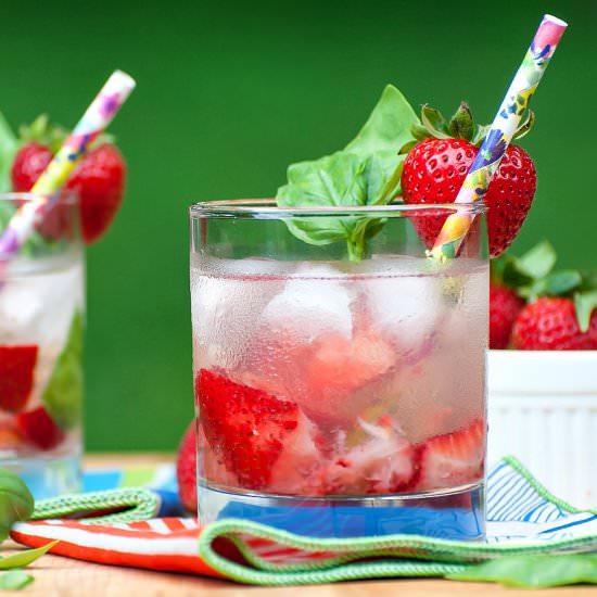 Strawberry Basil Caipirinha - Recipe photo by peasandcrayons