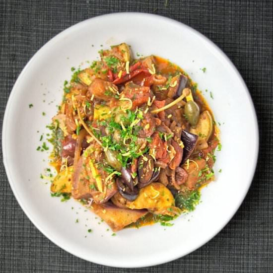 Caponata Siciliana - Recipe photo by TheKitchenAddiction