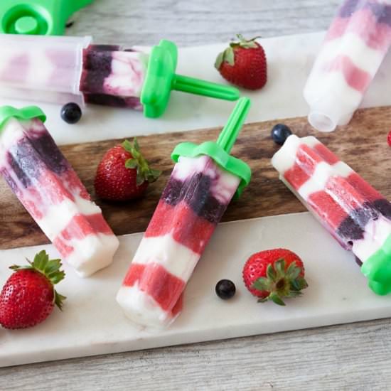 Red White Blue Yogurt Popsicles - Recipe photo by Food Done Light