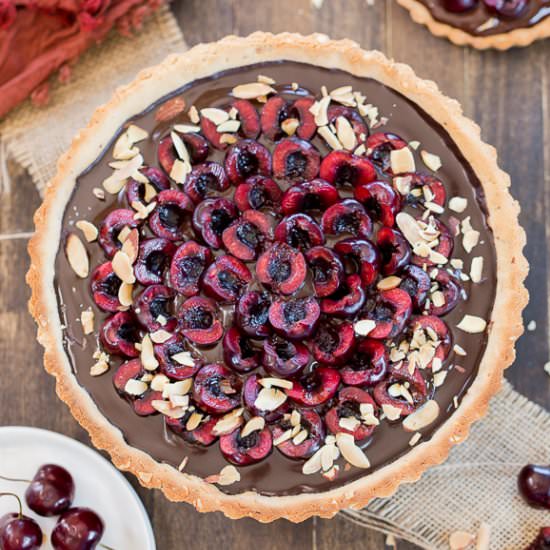 Chocolate Cherry Tart - Recipe photo by bakerita