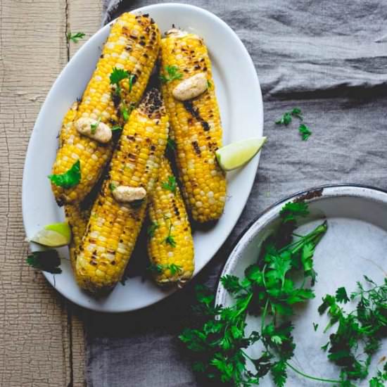 Grilled Corn + Chipotle Lime Butter - Recipe photo by healthy seasonal recipes