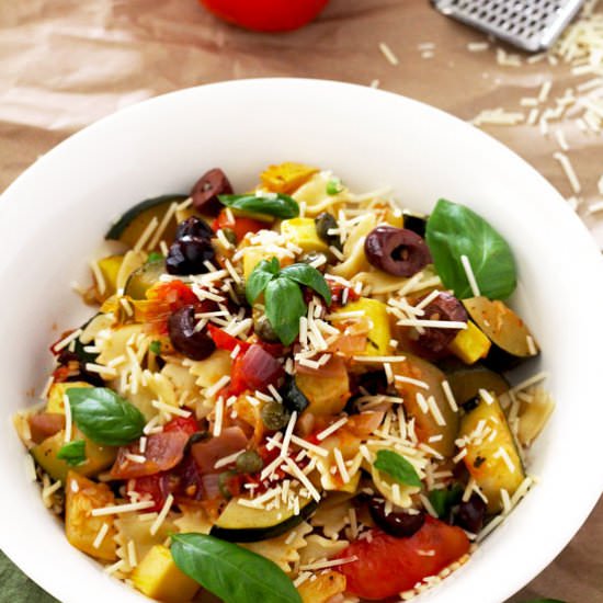 Pasta with Summer Vegetables - Recipe photo by Lemon blossoms