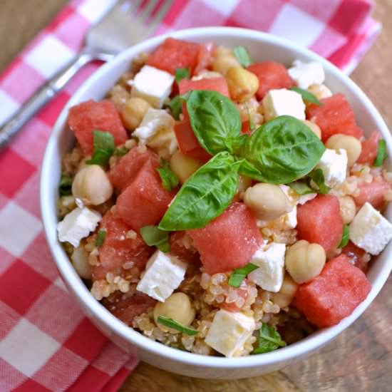 Watermelon Basil Quinoa Salad - Recipe photo by HelloLittleHome