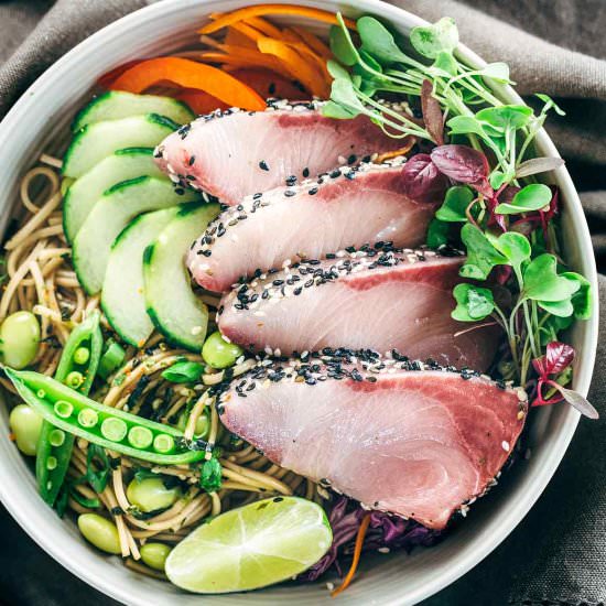 Sesame Crusted Hamachi Poke Bowl - Recipe photo by Jessica Gavin