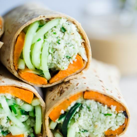 Sweet Potato Cauliflower Wraps - Recipe photo by foodfaithfitness