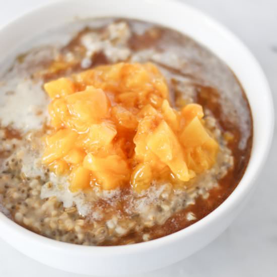Peaches and Cream Steel Cut Oats - Recipe photo by tidbits-cami.com