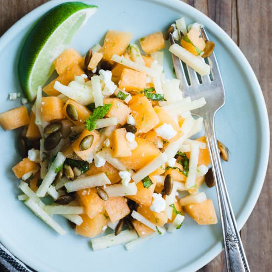 Mint Jicama Cantaloupe Salad - Recipe photo by snixykitchen