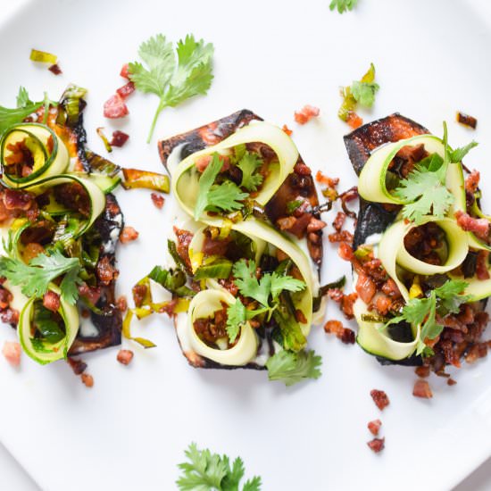 Ribbons, Bacon & Sweet Potato Toast - Recipe photo by Castaway_Kitchen