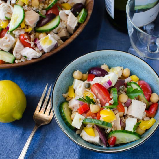Lemon-Scented Chicken Farro Salad - Recipe photo by garlic and zest