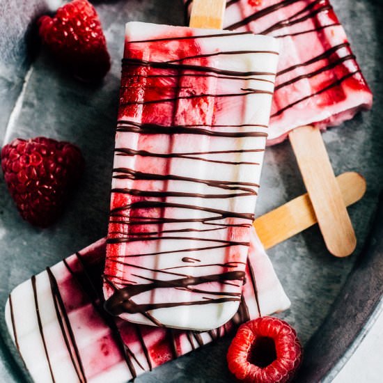 Raspberry and Cream Popsicles - Recipe photo by thewholebite