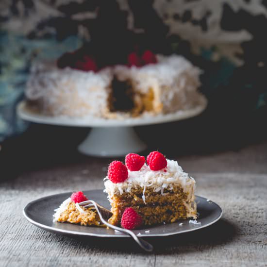 Coconut Raspberry Layer Cake - Recipe photo by healthy seasonal recipes