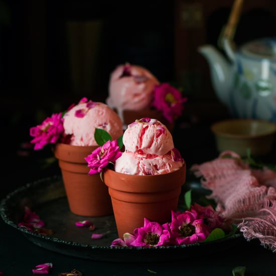 Rose Ice Cream - Recipe photo by Binjals VEG Kitchen
