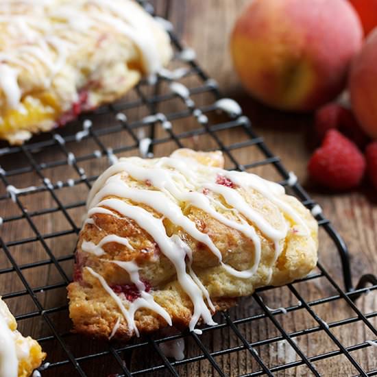 Peach Melba Scones - Recipe photo by seasonsandsuppers