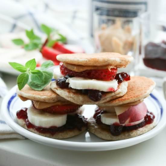 PB&J Almond Pancake Sandwich Bites - Recipe photo by culinarytribune