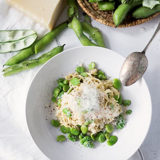 Pasta with Fava Beans - Recipe photo by Feasting at Home