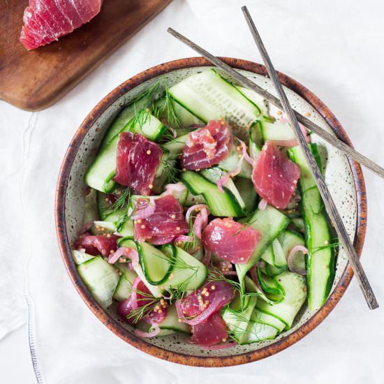 Cucumber Ahi Salad - Recipe photo by Feasting at Home
