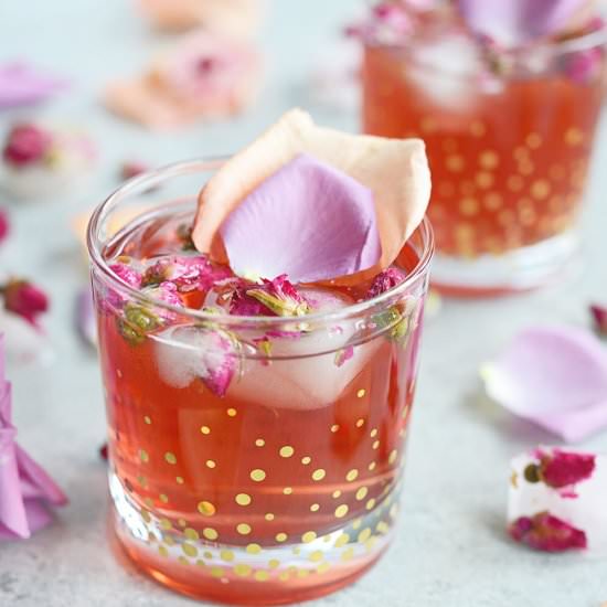 Pomegranate Rose Gin Fizz - Recipe photo by ahueats
