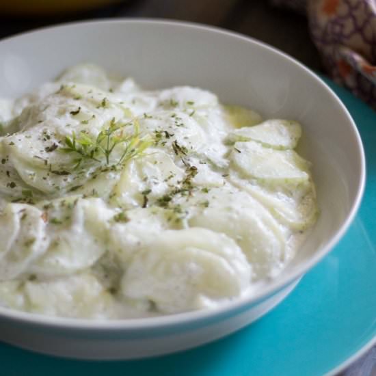 Creamy German Cucumber Salad - Recipe photo by pinchmeimeating