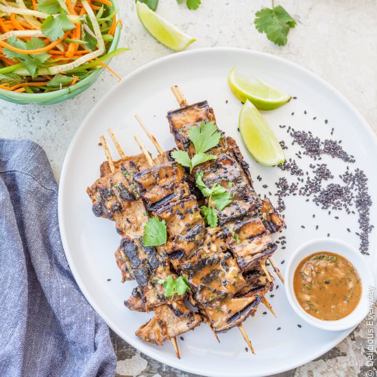 Grilled Eggplant Tahini Kebabs - Recipe photo by deliciouseveryday