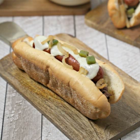 Philly Cheesesteak Hot Dogs - Recipe photo by CookingInStilettos