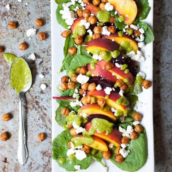 Beet, Peach, Chickpea Salad - Recipe photo by lifeisbutadish