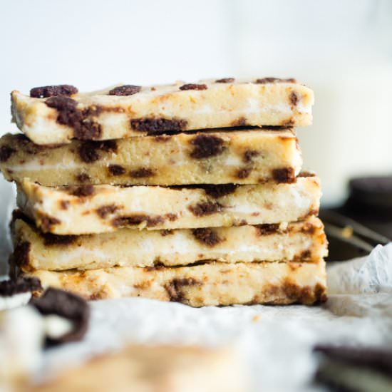 Paleo Cookies N' Cream Protein Bars - Recipe photo by foodfaithfitness