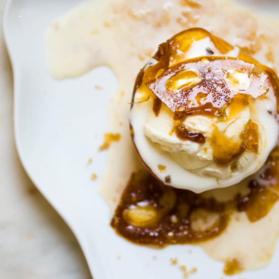 Caramelized Nectarine With Ice Cream - Recipe photo by easybabymeals