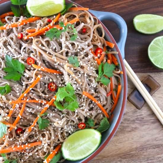 Buckwheat Noodles with Peanut Sauce - Recipe photo by Girl Heart Food