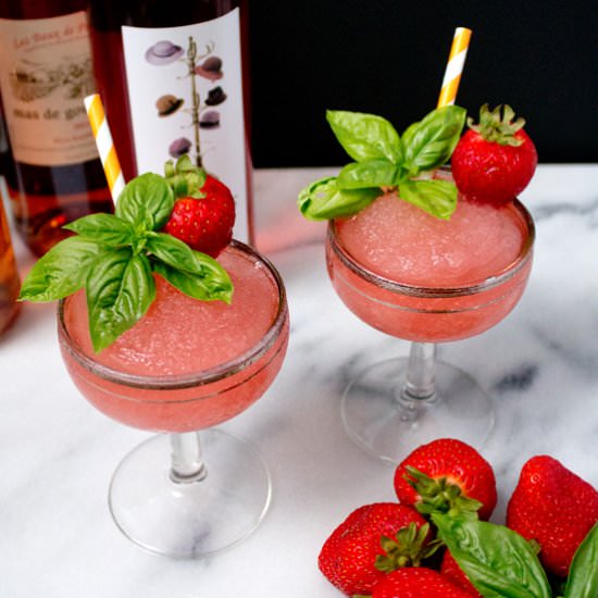 Strawberry Basil Frosé - Recipe photo by Unusuallylovely